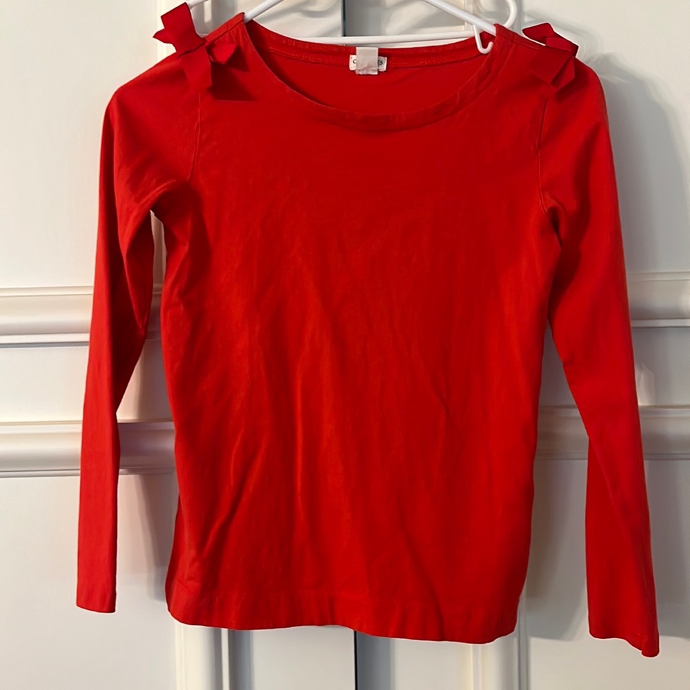 Crewcuts Red long sleeve shirt with bow detail Size 12
